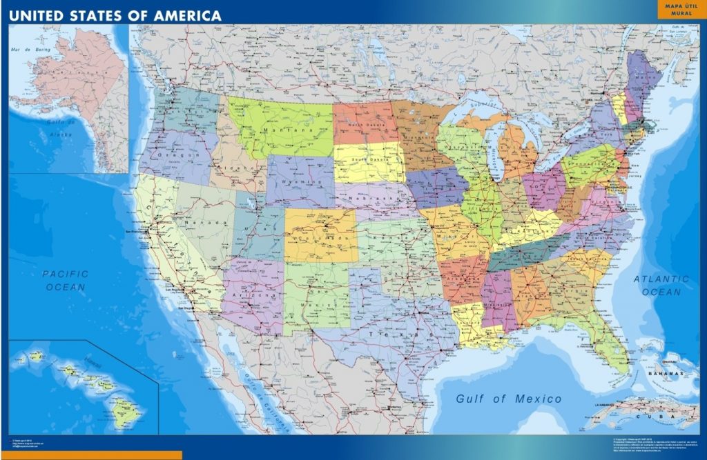 Mapa Estados Unidos de America plastificado plastificado